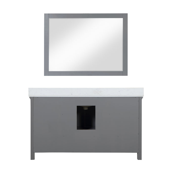 Altair Design Isla 60"" Single Bathroom Vanity Set in Gray and Aosta White Composite Stone Countertop