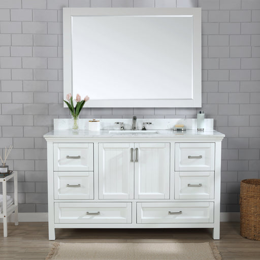 Altair Design Isla 60"" Single Bathroom Vanity Set in White and Aosta White Composite Stone Countertop