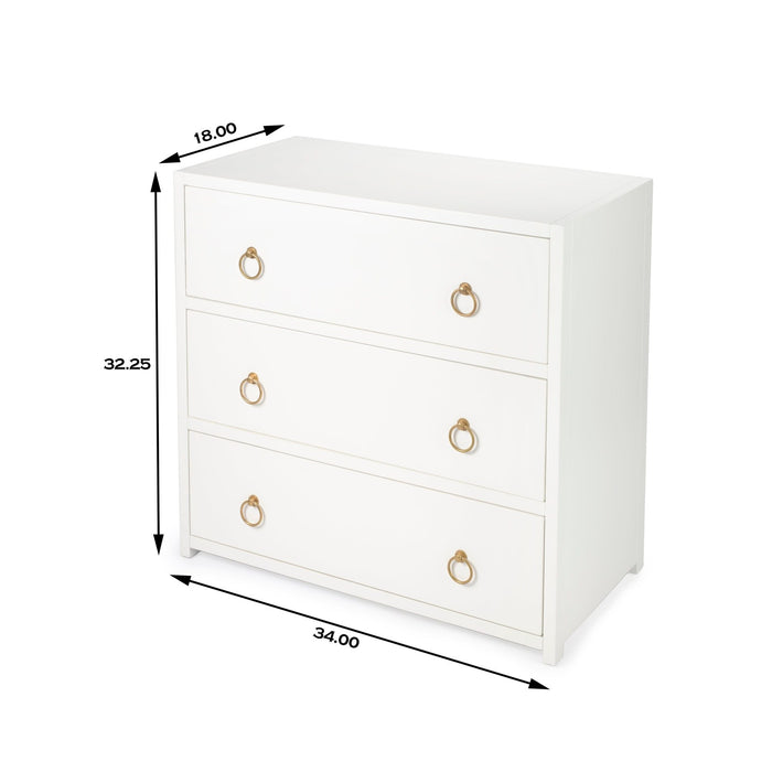 Butler Specialty Company Lark 3 Drawer Dresser, White 5392304