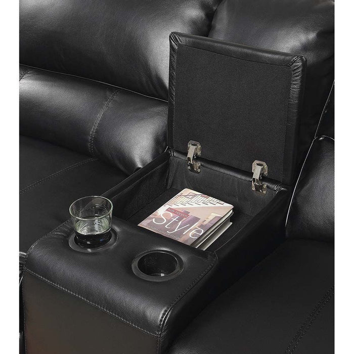 Acme Furniture Saul Power Motion Sectional Sofa in Black Leather-Aire 54150