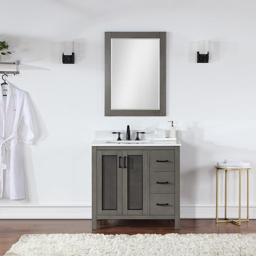 Altair Design Hadiya 36"" Single Bathroom Vanity Set in Gray Pine with Aosta White Composite Stone Countertop