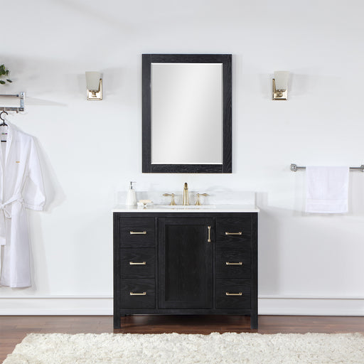 Altair Design Hadiya 42"" Single Bathroom Vanity Set in Black Oak with Aosta White Composite Stone Countertop
