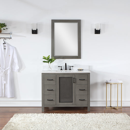 Altair Design Hadiya 42"" Single Bathroom Vanity Set in Gray Pine with Aosta White Composite Stone Countertop