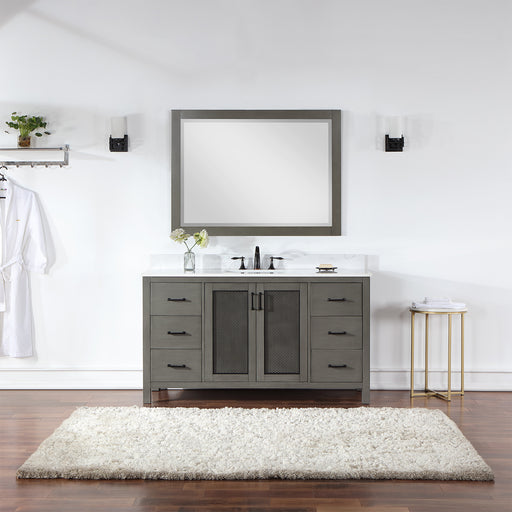 Altair Design Hadiya 60"" Single Bathroom Vanity Set in Gray Pine with Aosta White Composite Stone Countertop