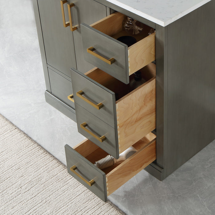 Altair Design Monna 36"" Single Bathroom Vanity Set in Gray Pine with Aosta White Composite Stone Countertop