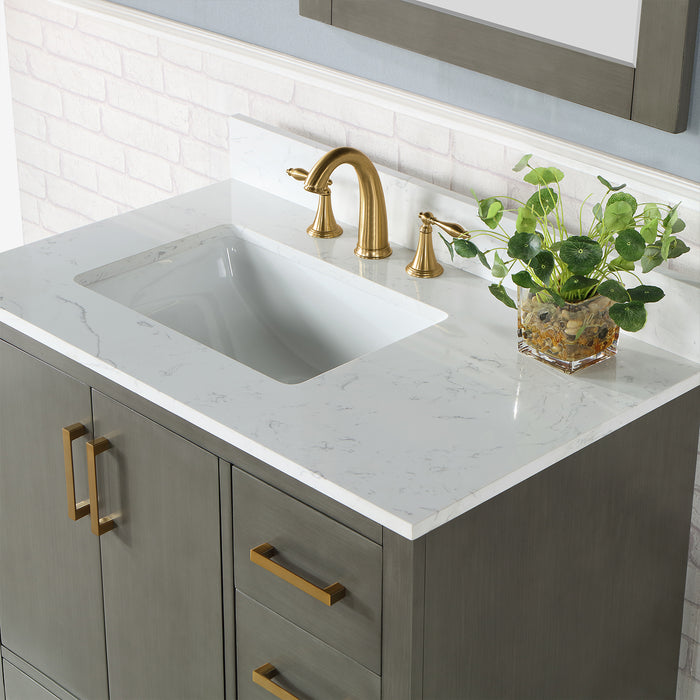 Altair Design Monna 36"" Single Bathroom Vanity Set in Gray Pine with Aosta White Composite Stone Countertop