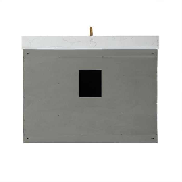 Altair Design Monna 48"" Single Bathroom Vanity Set in Gray Pine with Aosta White Composite Stone Countertop