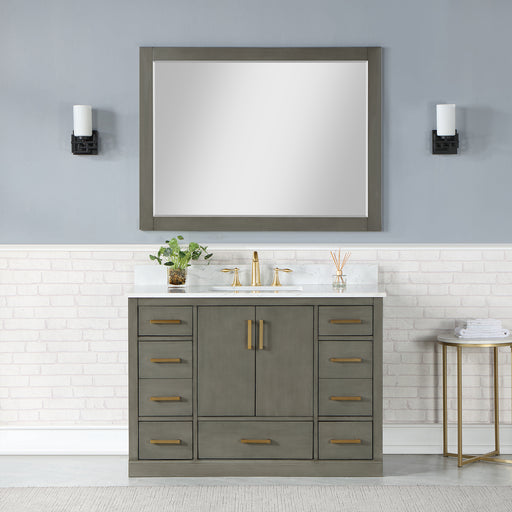 Altair Design Monna 48"" Single Bathroom Vanity Set in Gray Pine with Aosta White Composite Stone Countertop