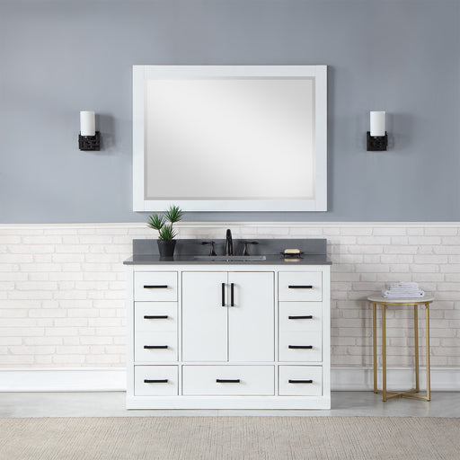 Altair Design Monna 48"" Single Bathroom Vanity Set in White with Concrete Grey Composite Stone Countertop