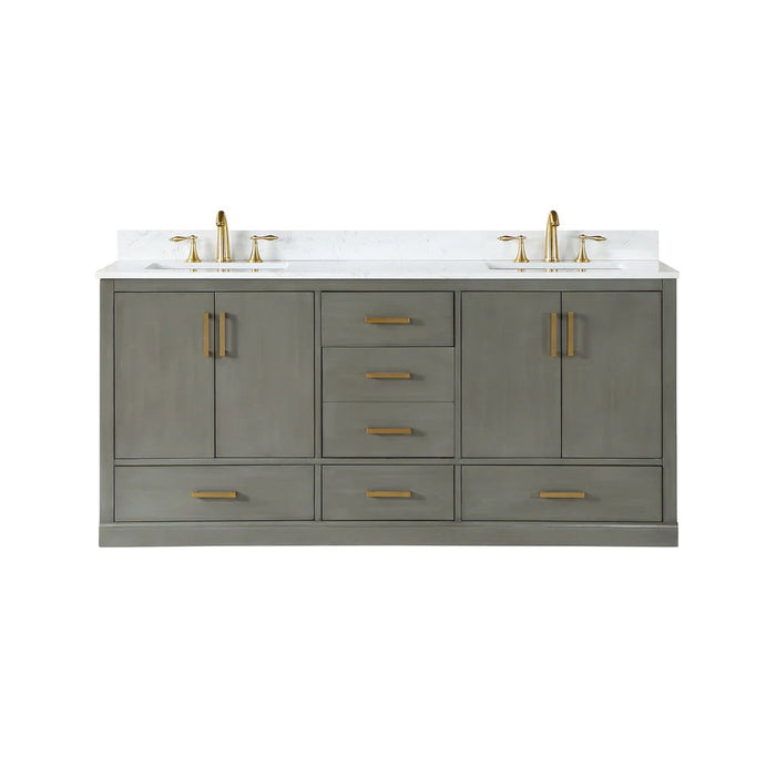 Altair Design Monna 72"" Double Bathroom Vanity Set in Gray Pine with Aosta White Composite Stone Countertop