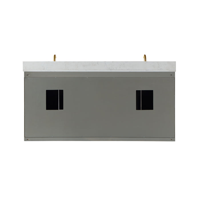 Altair Design Monna 72"" Double Bathroom Vanity Set in Gray Pine with Aosta White Composite Stone Countertop