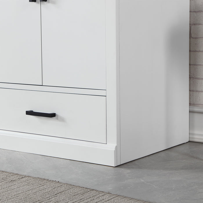 Altair Design Monna 72"" Double Bathroom Vanity Set in White with Concrete Grey Composite Stone Countertop