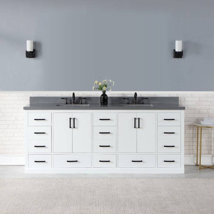 Altair Design Monna 84″ Double Bathroom Vanity Set in White room setting