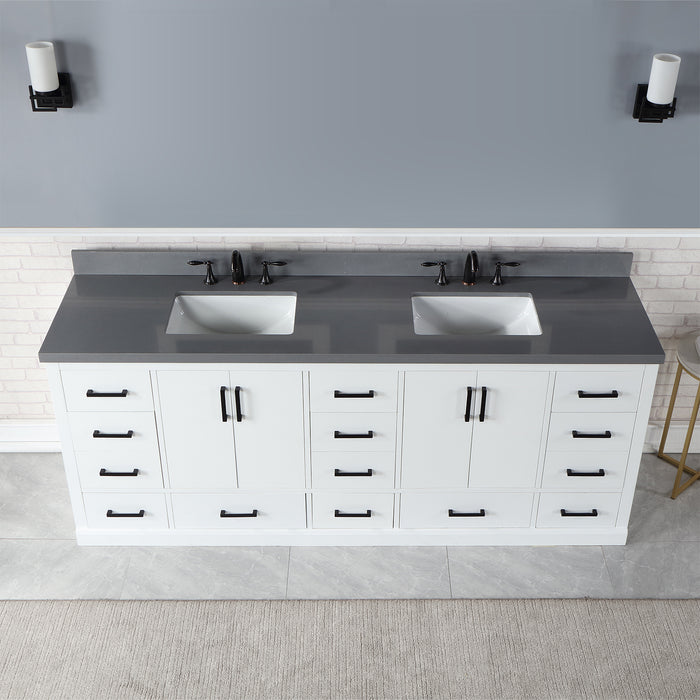 Altair Design Monna 84″ Double Bathroom Vanity Set in White close-up view