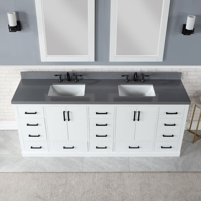 Altair Design Monna 84″ Double Bathroom Vanity Set in White detail view