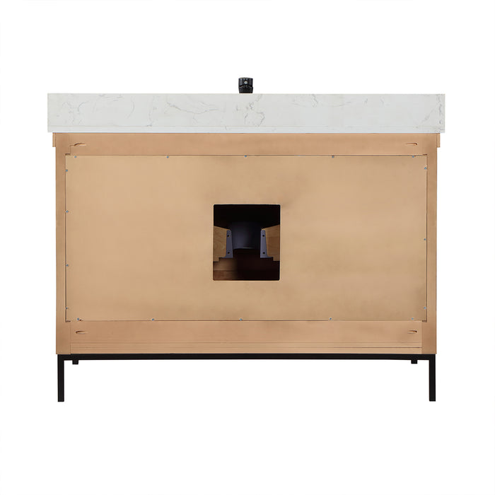 Altair Design Kesia 48"" Single Bathroom Vanity Set in Brown Pine with Aosta White Composite Stone Countertop