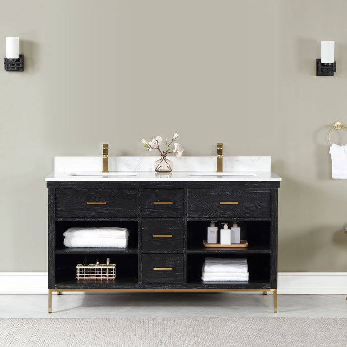 Altair Design Kesia 60″ Double Bathroom Vanity Set in Black 60″ size