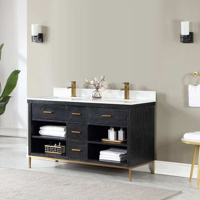 Altair Design Kesia 60″ Double Bathroom Vanity Set in Black 60″ size