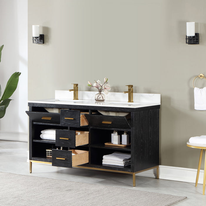 Altair Design Kesia 60″ Double Bathroom Vanity Set in Black 60″ size