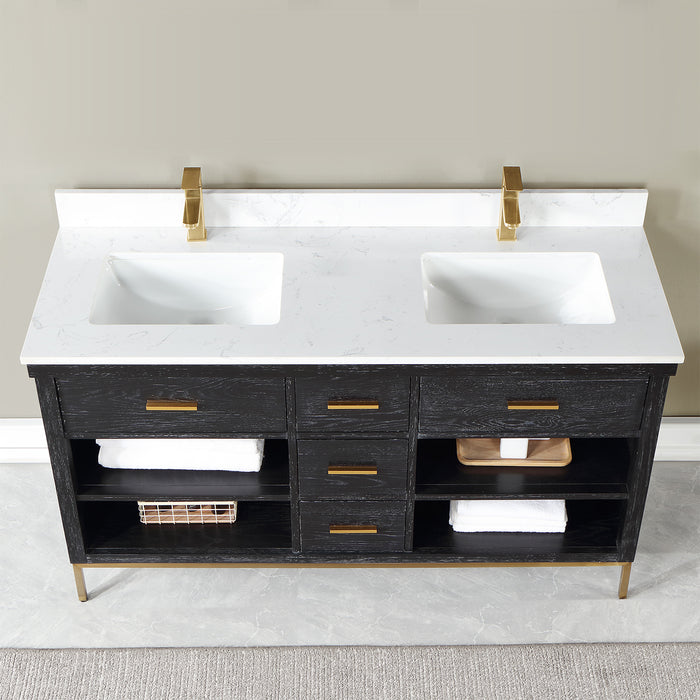 Altair Design Kesia 60″ Double Bathroom Vanity Set in Black 60″ size
