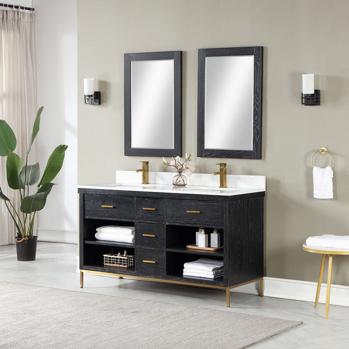 Altair Design Kesia 60″ Double Bathroom Vanity Set in Black 60″ size