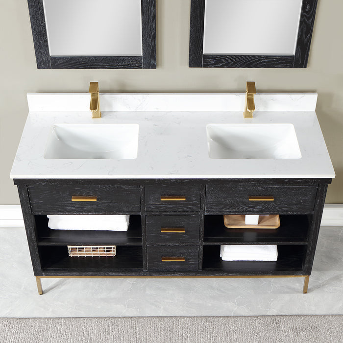 Altair Design Kesia 60″ Double Bathroom Vanity Set in Black 60″ size