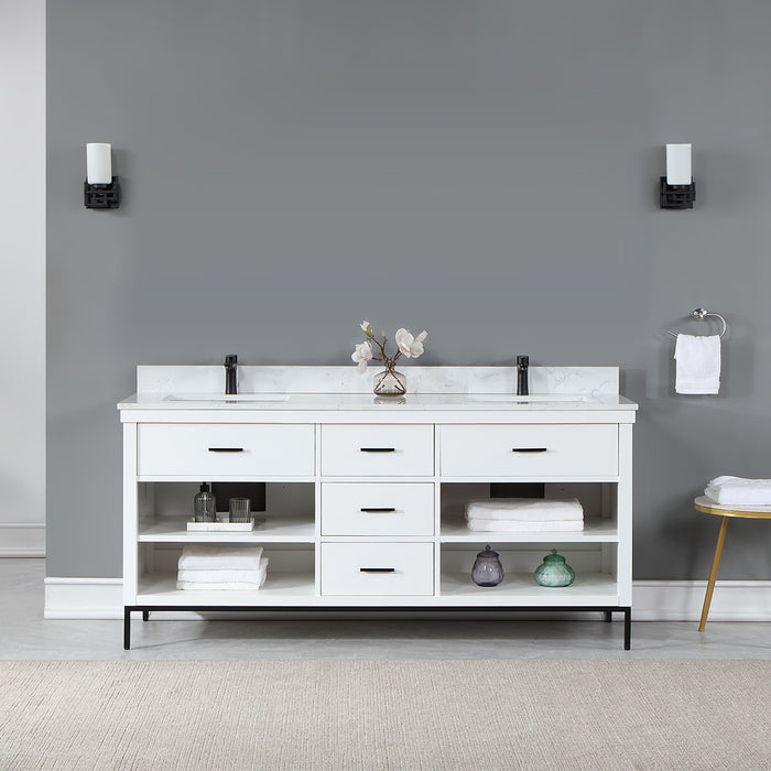 Altair Design Kesia 72″ Double Bathroom Vanity Set in White 72″ size