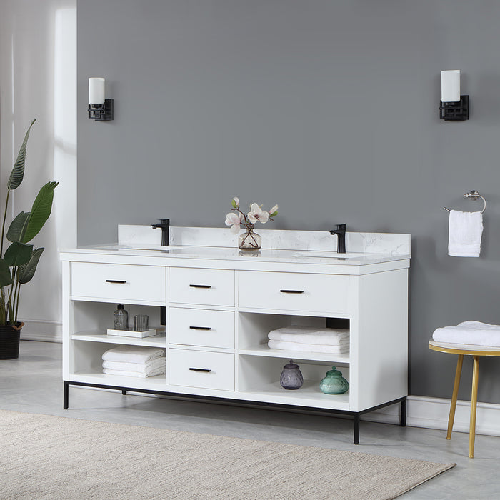 Altair Design Kesia 72″ Double Bathroom Vanity Set in White 72″ size