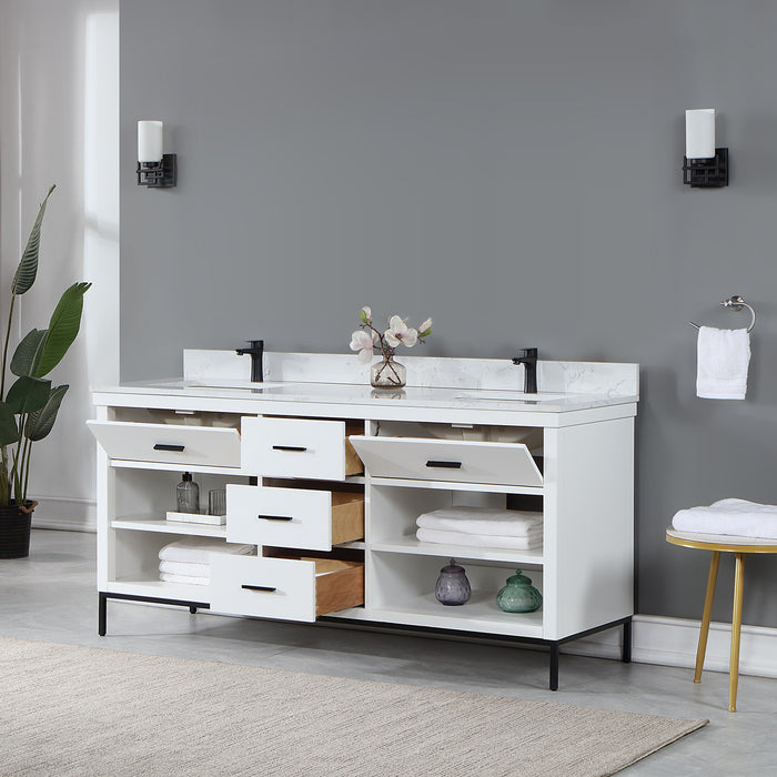 Altair Design Kesia 72″ Double Bathroom Vanity Set in White 72″ size