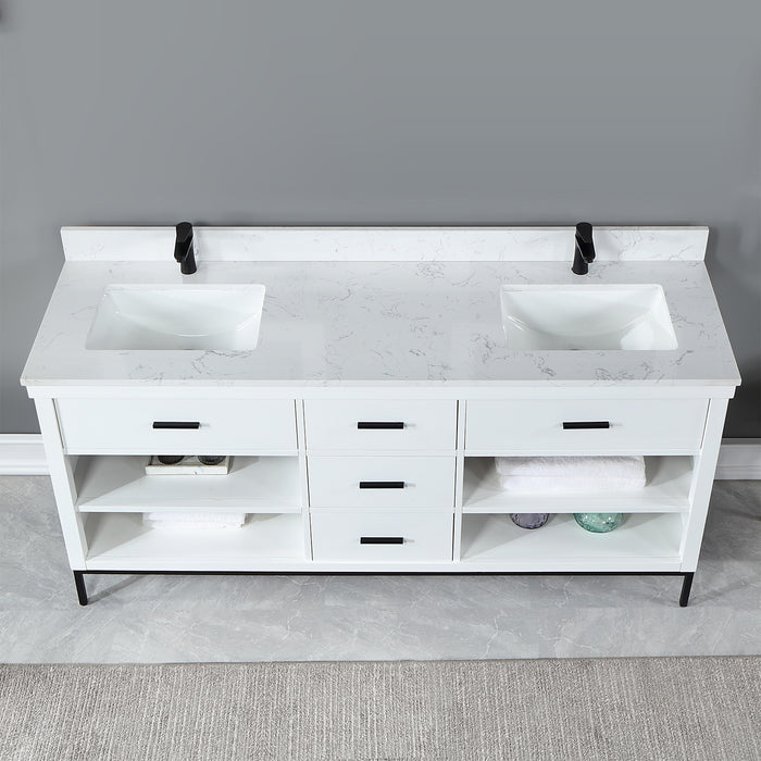 Altair Design Kesia 72″ Double Bathroom Vanity Set in White 72″ size