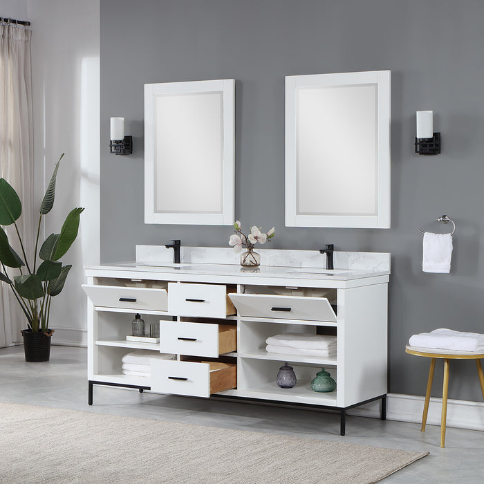 Altair Design Kesia 72″ Double Bathroom Vanity Set in White 72″ size