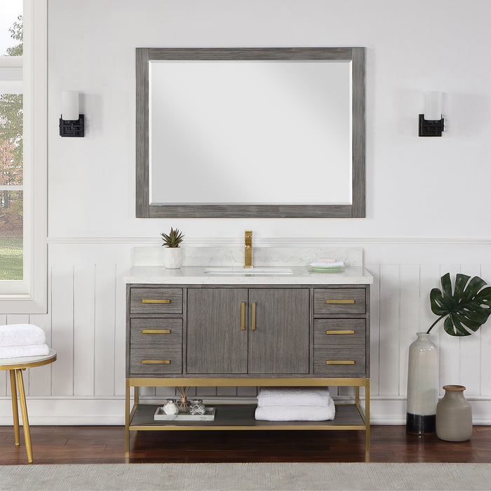 Altair Design Wildy 48"" Single Bathroom Vanity Set in Classical Grey with Grain White Composite Stone Countertop