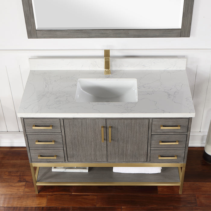 Altair Design Wildy 48"" Single Bathroom Vanity Set in Classical Grey with Grain White Composite Stone Countertop
