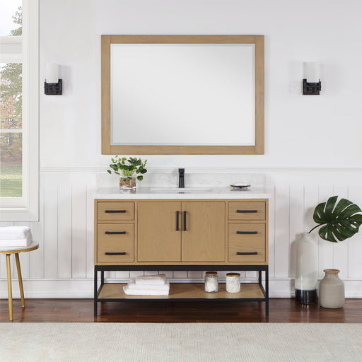 Altair Design Wildy 48"" Single Bathroom Vanity Set in Washed Oak with Grain White Composite Stone Countertop
