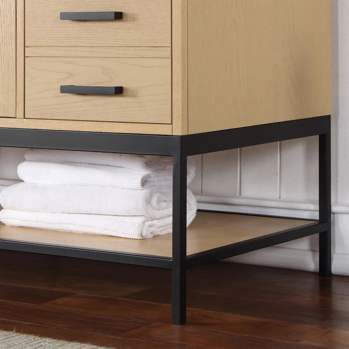 Altair Design Wildy 60"" Single Bathroom Vanity Set in Washed Oak with Grain White Composite Stone Countertop