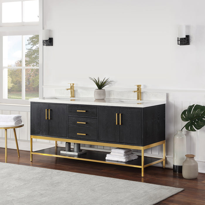 Altair Design Wildy 72″ Double Bathroom Vanity Set in Black 60″ size