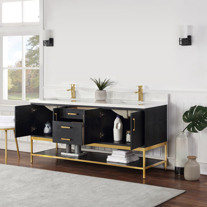 Altair Design Wildy 72″ Double Bathroom Vanity Set in Black 60″ size