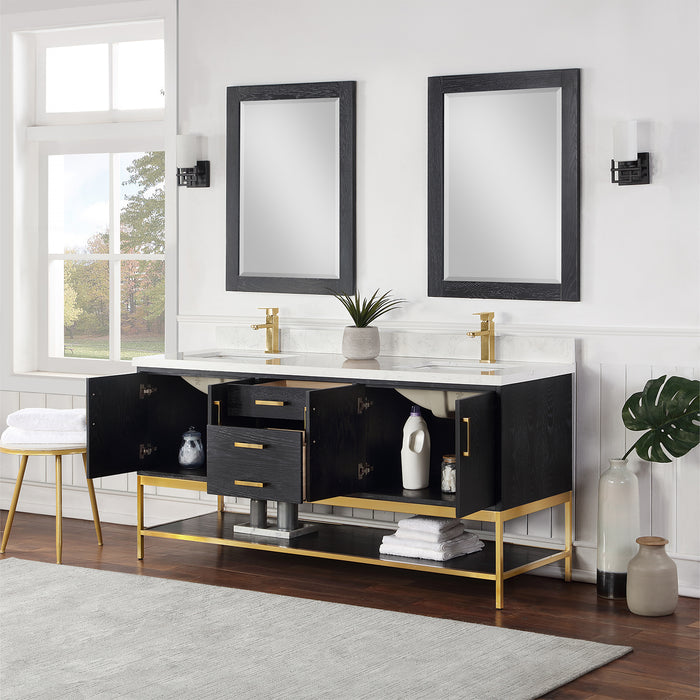 Altair Design Wildy 72″ Double Bathroom Vanity Set in Black 60″ size