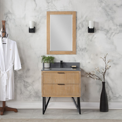 Altair Design Helios 30"" Single Bathroom Vanity in Weathered Pine with Carrara White Composite Stone Countertop