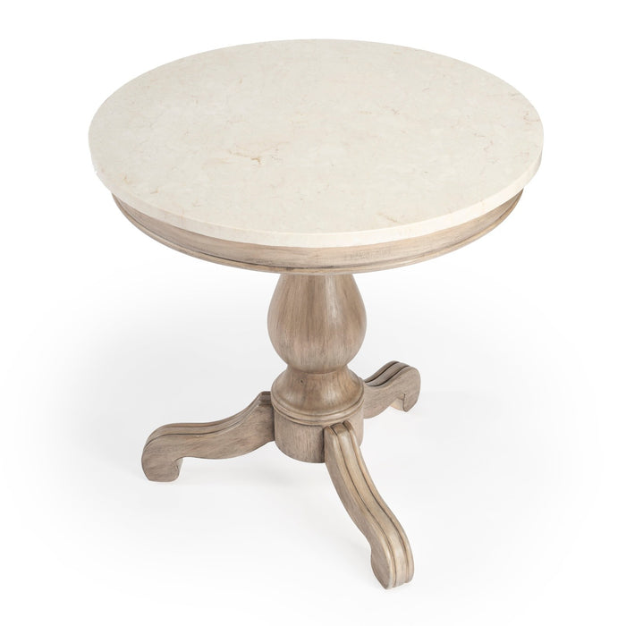 Butler Specialty Company Danielle Marble 24"" Pedestal Accent Table, Tan/Beige 5515415