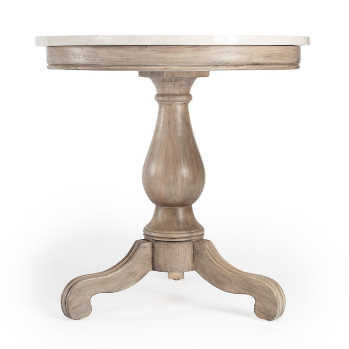 Butler Specialty Company Danielle Marble 24"" Pedestal Accent Table, Tan/Beige 5515415