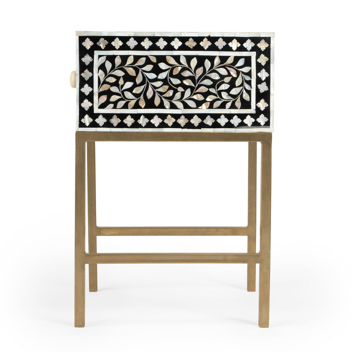 Butler Specialty Company Purgenia Mother Of Perl Side Table, Black and White, Gold 5532388