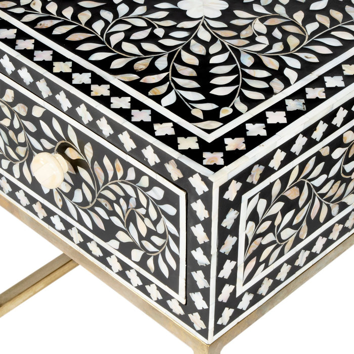 Butler Specialty Company Purgenia Mother Of Perl Side Table, Black and White, Gold 5532388