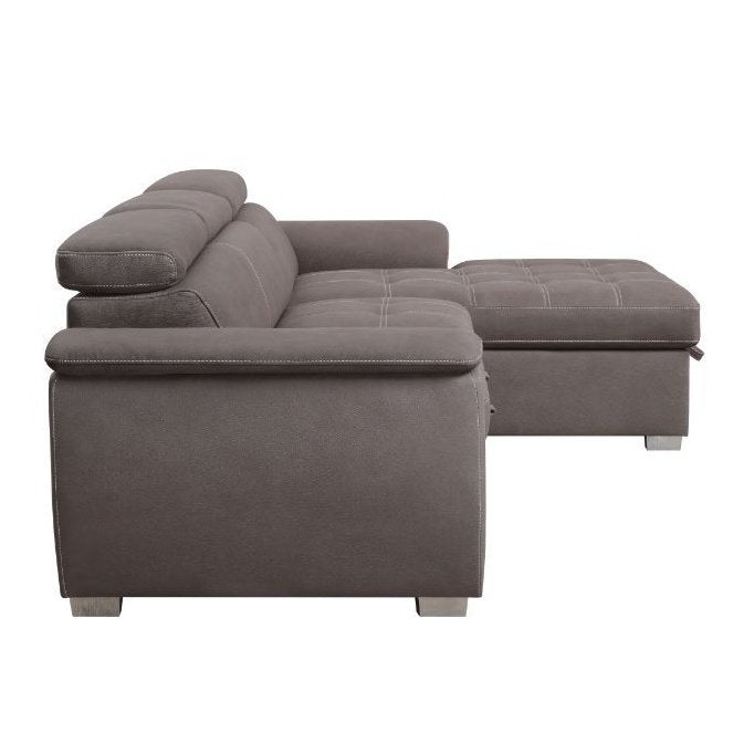 Acme Furniture Haruko Sectional Sofa in Light Brown Fabric 55535