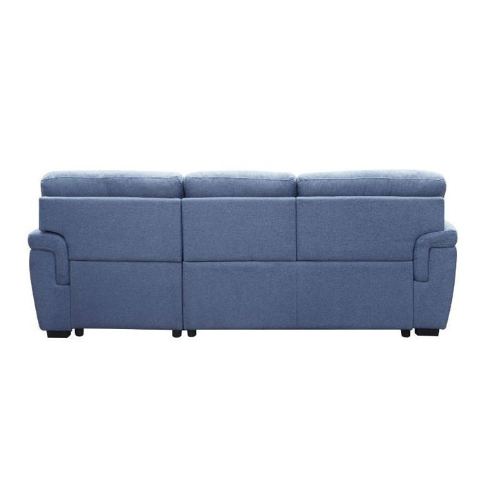 Acme Furniture Haruko Reversible Sectional Sofa W/Sleeper & Storage in Blue Fabric 55540
