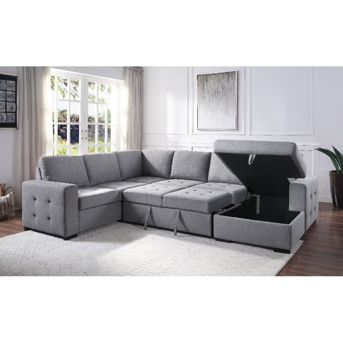 Acme Furniture Nardo Sectional Sofa in Gray Fabric 55545