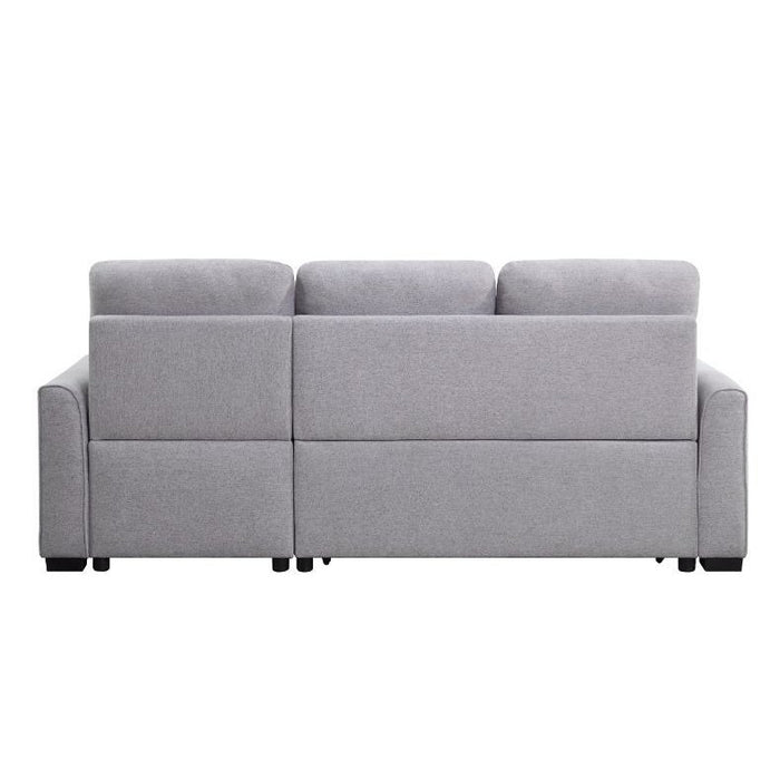 Acme Furniture Amboise Reversible Sectional Sofa W/Sleeper & Storage in Light Gray Fabric 55550