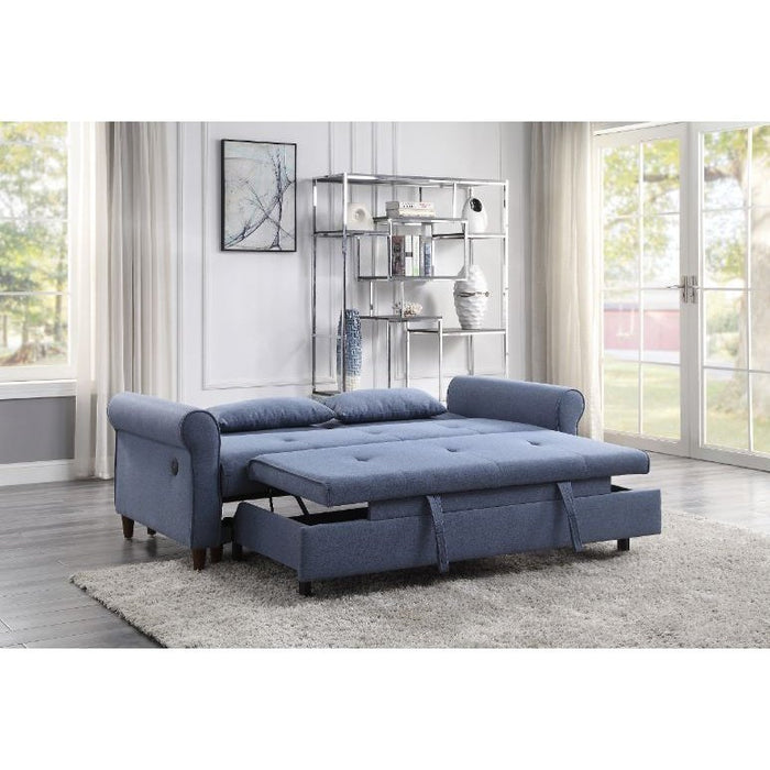 Acme Furniture Nichelle Sofa W/Sleeper in Blue Fabric 55565