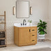 Altair Design Perla 36"" Single Bathroom Vanity in Natural Wood with Grain White Composite Stone Countertop