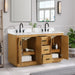 Altair Design Perla 60"" Double Bathroom Vanity in Natural Wood with Grain White Composite Stone Countertop